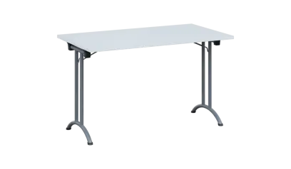 SLA 125 lak skládací jednací stůl 1250x700, deska 25 mm, podnož stříbrný lak, deska bílá